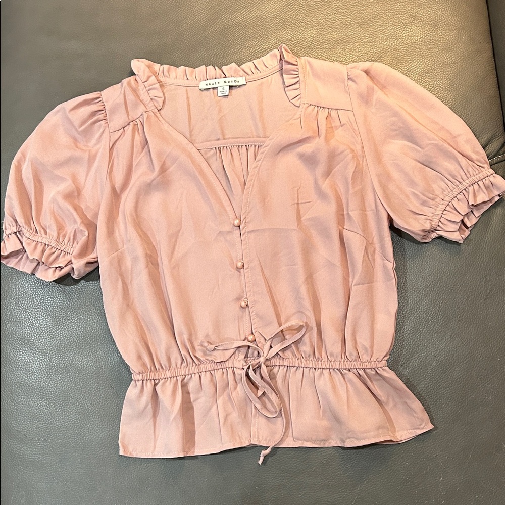 Haute Monde Pink Ruffle Blouse
